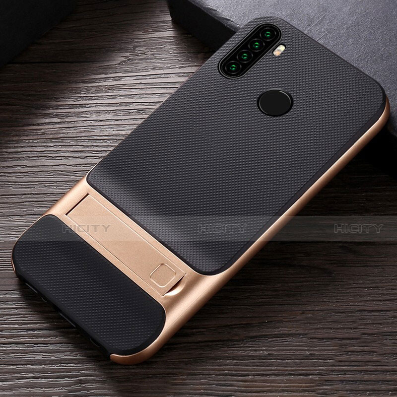 Funda Bumper Silicona y Plastico Mate Carcasa con Soporte R04 para Xiaomi Redmi Note 8