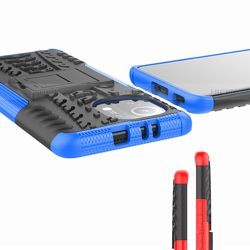 Funda Bumper Silicona y Plastico Mate Carcasa con Soporte R06 para Xiaomi Mi 11 5G