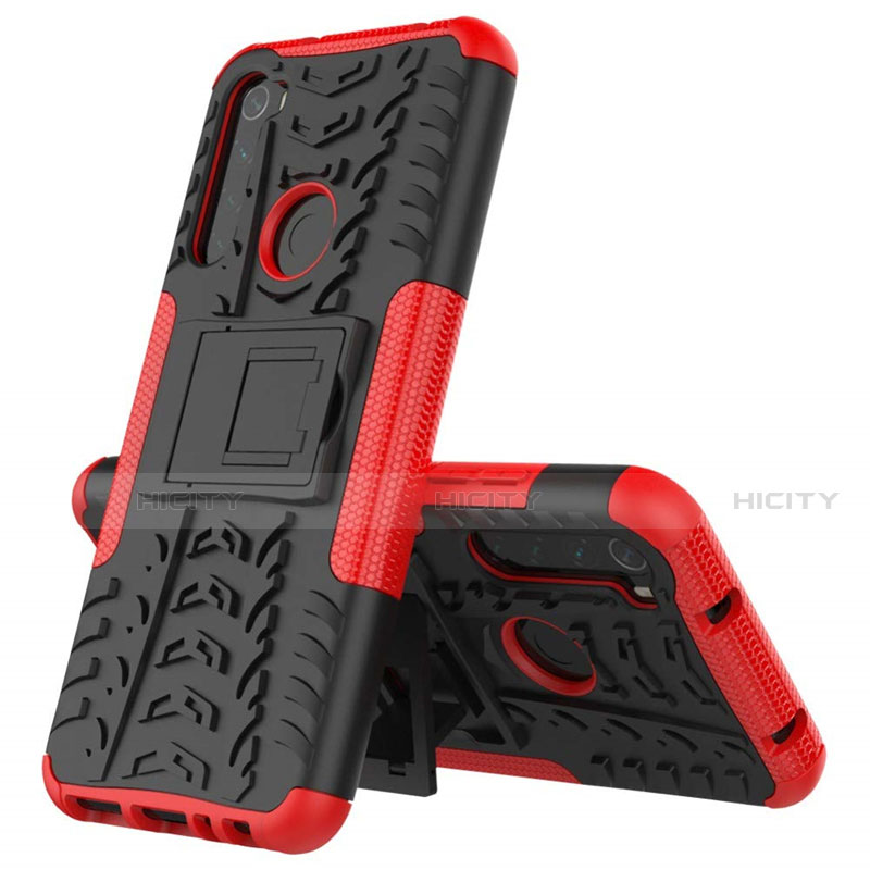 Funda Bumper Silicona y Plastico Mate Carcasa con Soporte R06 para Xiaomi Redmi Note 8 (2021)