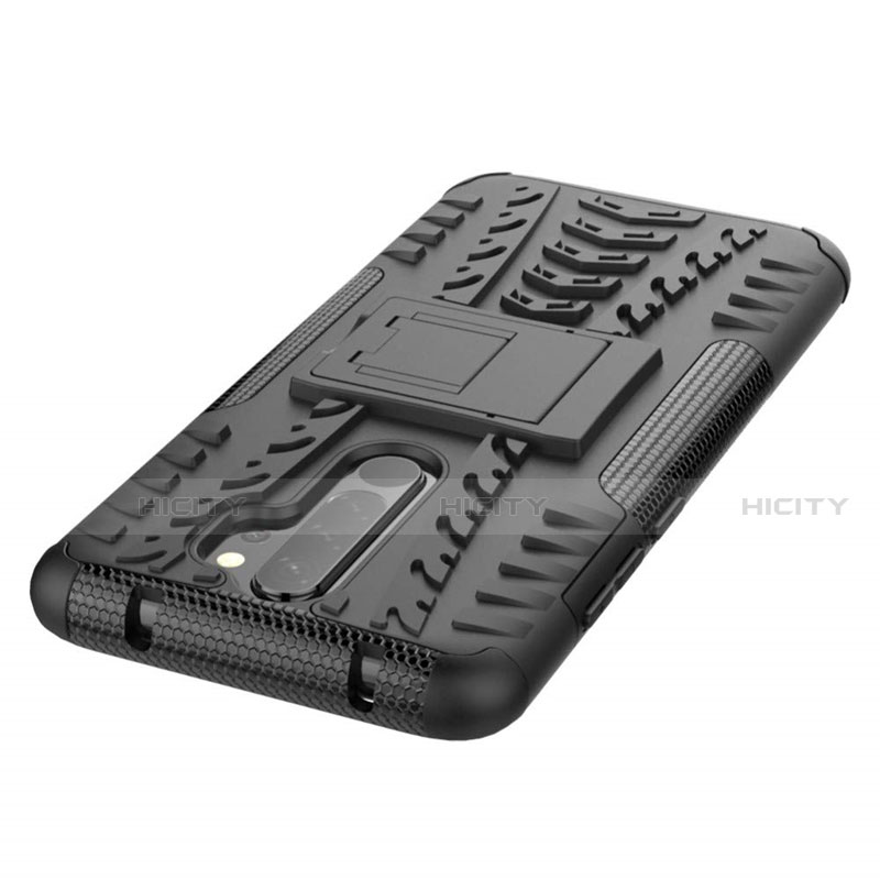 Funda Bumper Silicona y Plastico Mate Carcasa con Soporte R06 para Xiaomi Redmi Note 8 (2021)