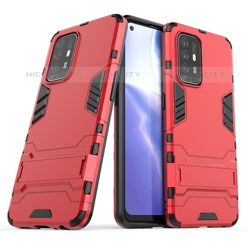 Funda Bumper Silicona y Plastico Mate Carcasa con Soporte T01 para Oppo F19 Pro+ Plus 5G