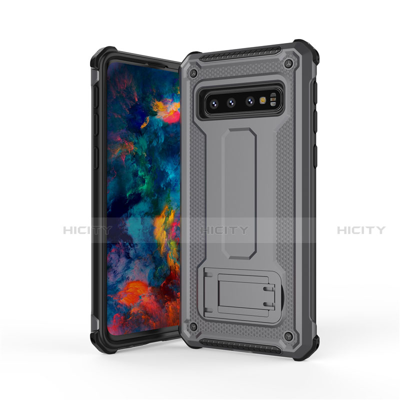 Funda Bumper Silicona y Plastico Mate Carcasa con Soporte T01 para Samsung Galaxy S10