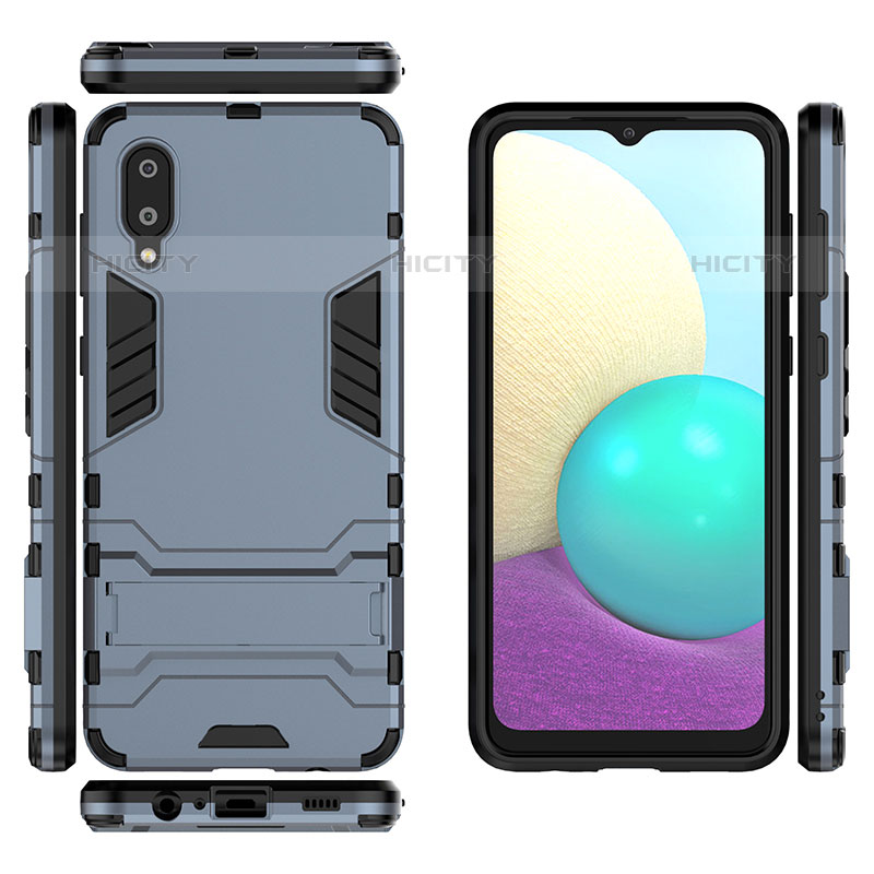 Funda Bumper Silicona y Plastico Mate Carcasa con Soporte T02 para Samsung Galaxy M02