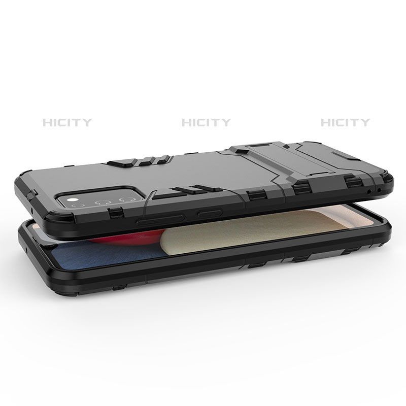 Funda Bumper Silicona y Plastico Mate Carcasa con Soporte T02 para Samsung Galaxy M02s