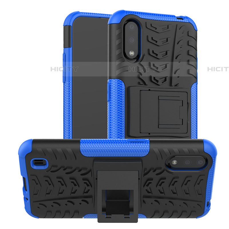 Funda Bumper Silicona y Plastico Mate Carcasa con Soporte T04 para Samsung Galaxy A01 SM-A015