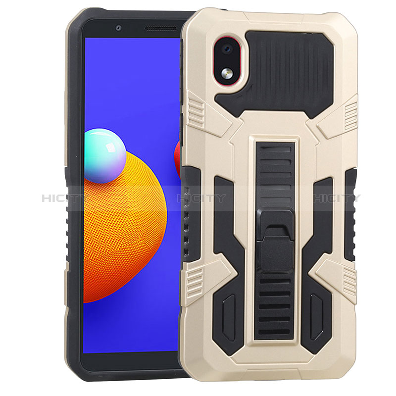 Funda Bumper Silicona y Plastico Mate Carcasa con Soporte YF1 para Samsung Galaxy A01 Core