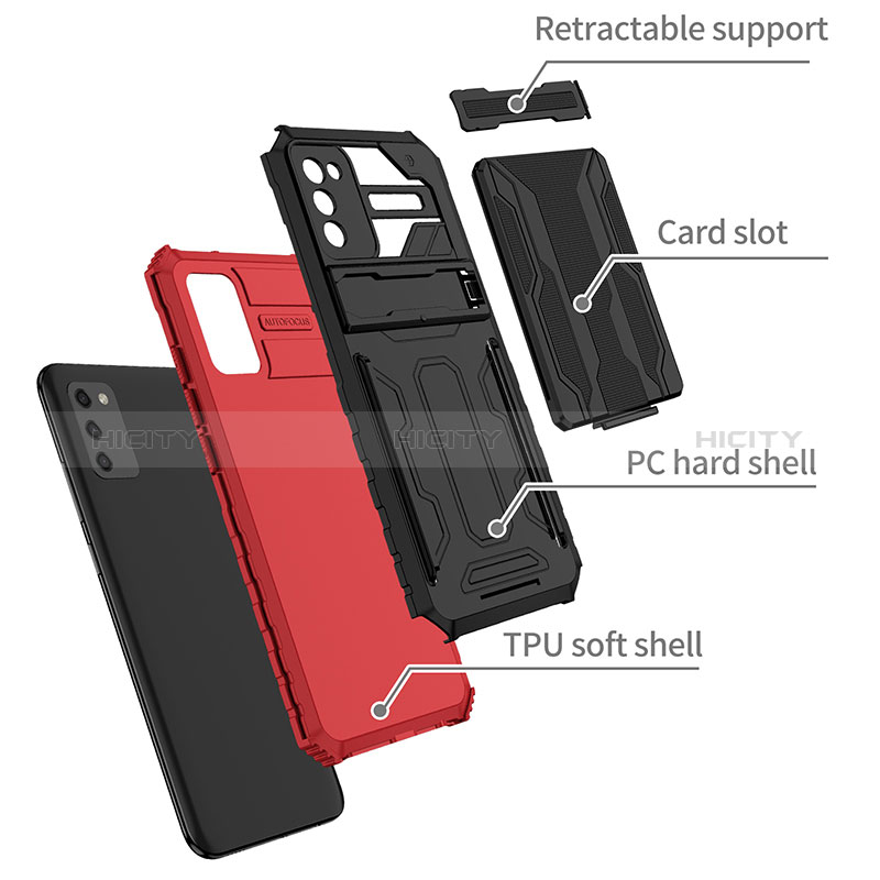 Funda Bumper Silicona y Plastico Mate Carcasa con Soporte YF1 para Samsung Galaxy A02s