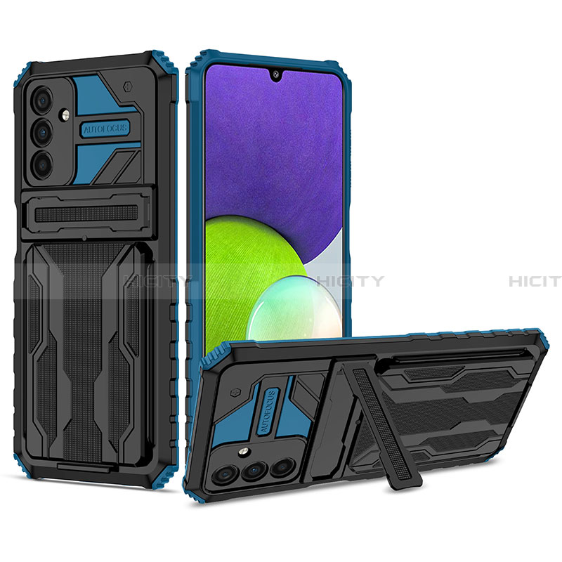 Funda Bumper Silicona y Plastico Mate Carcasa con Soporte YF1 para Samsung Galaxy A13 5G Azul