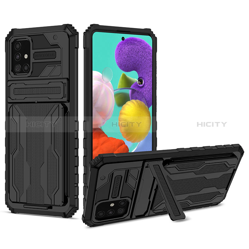 Funda Bumper Silicona y Plastico Mate Carcasa con Soporte YF1 para Samsung Galaxy A51 4G