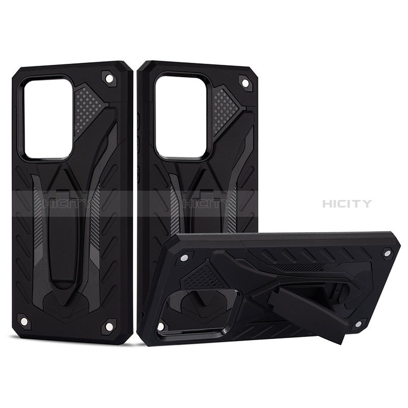 Funda Bumper Silicona y Plastico Mate Carcasa con Soporte YF2 para Samsung Galaxy S20 Ultra 5G Negro