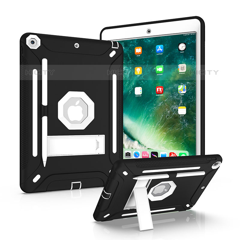 Funda Bumper Silicona y Plastico Mate Carcasa con Soporte YJ1 para Apple iPad 10.2 (2020) Negro