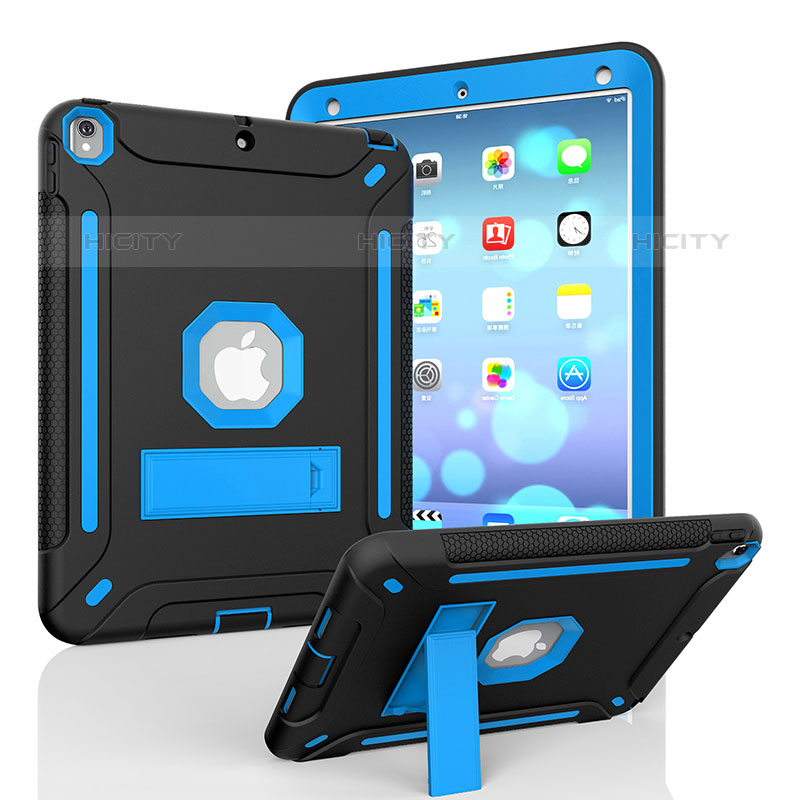 Funda Bumper Silicona y Plastico Mate Carcasa con Soporte YJ2 para Apple iPad Air 3 Azul y Negro