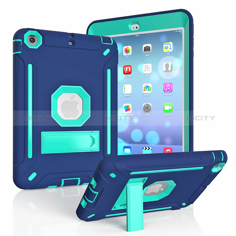 Funda Bumper Silicona y Plastico Mate Carcasa con Soporte YJ2 para Apple iPad Mini 3 Azul