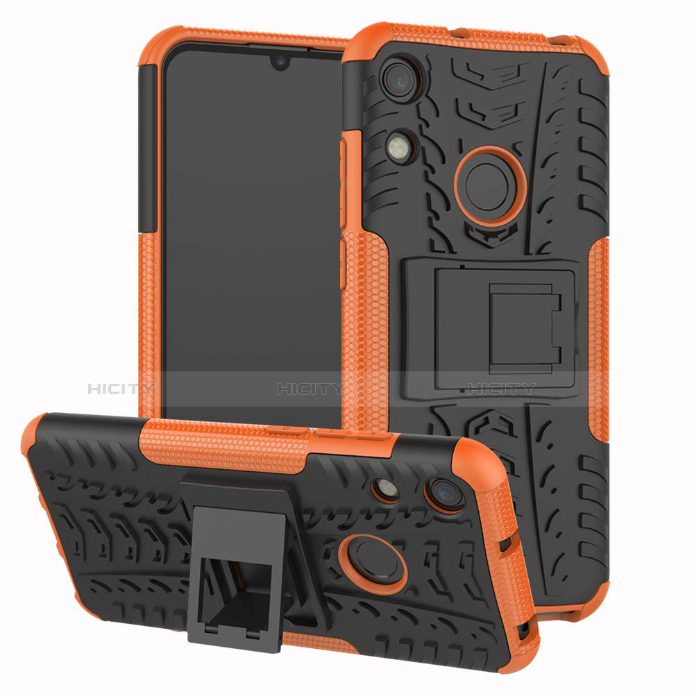 Funda Bumper Silicona y Plastico Mate Carcasa con Soporte Z01 para Huawei Honor 8A Naranja