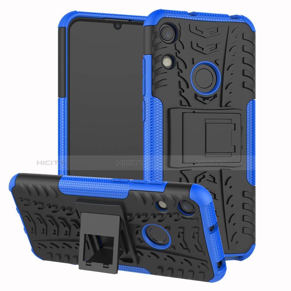 Funda Bumper Silicona y Plastico Mate Carcasa con Soporte Z01 para Huawei Y6s Azul