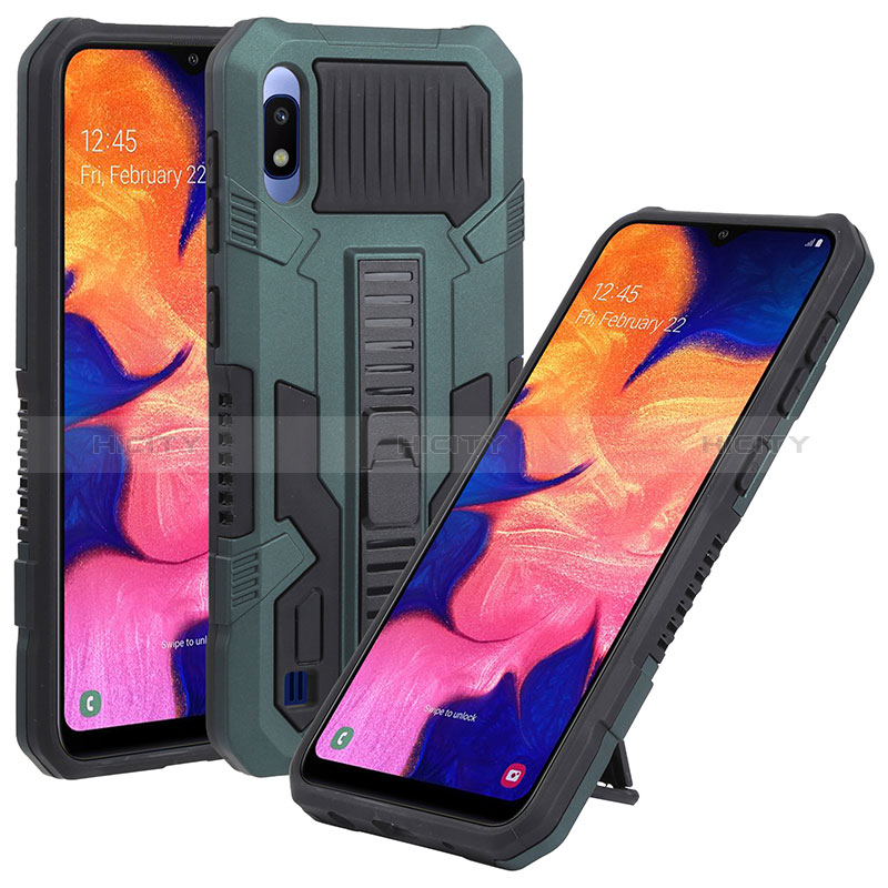 Funda Bumper Silicona y Plastico Mate Carcasa con Soporte ZJ1 para Samsung Galaxy A10