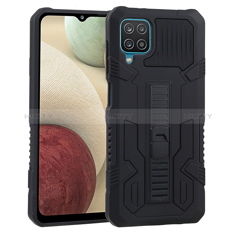 Funda Bumper Silicona y Plastico Mate Carcasa con Soporte ZJ1 para Samsung Galaxy F12