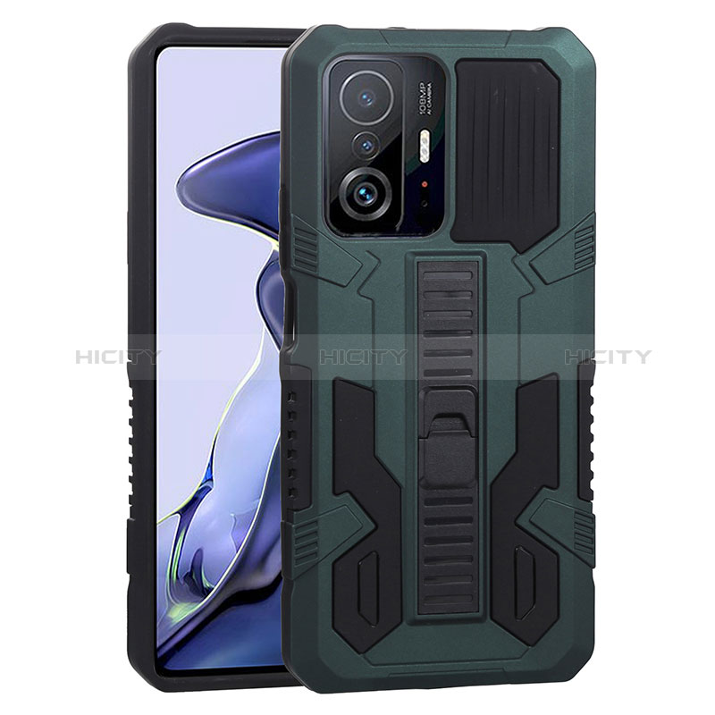 Funda Bumper Silicona y Plastico Mate Carcasa con Soporte ZJ1 para Xiaomi Mi 11T Pro 5G