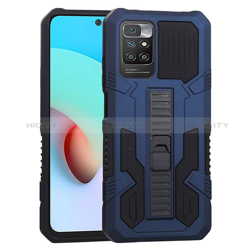 Funda Bumper Silicona y Plastico Mate Carcasa con Soporte ZJ1 para Xiaomi Redmi 10 4G