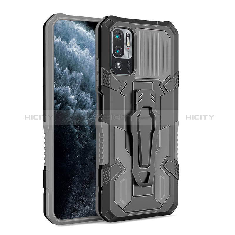 Funda Bumper Silicona y Plastico Mate Carcasa con Soporte ZJ2 para Xiaomi POCO M3 Pro 5G