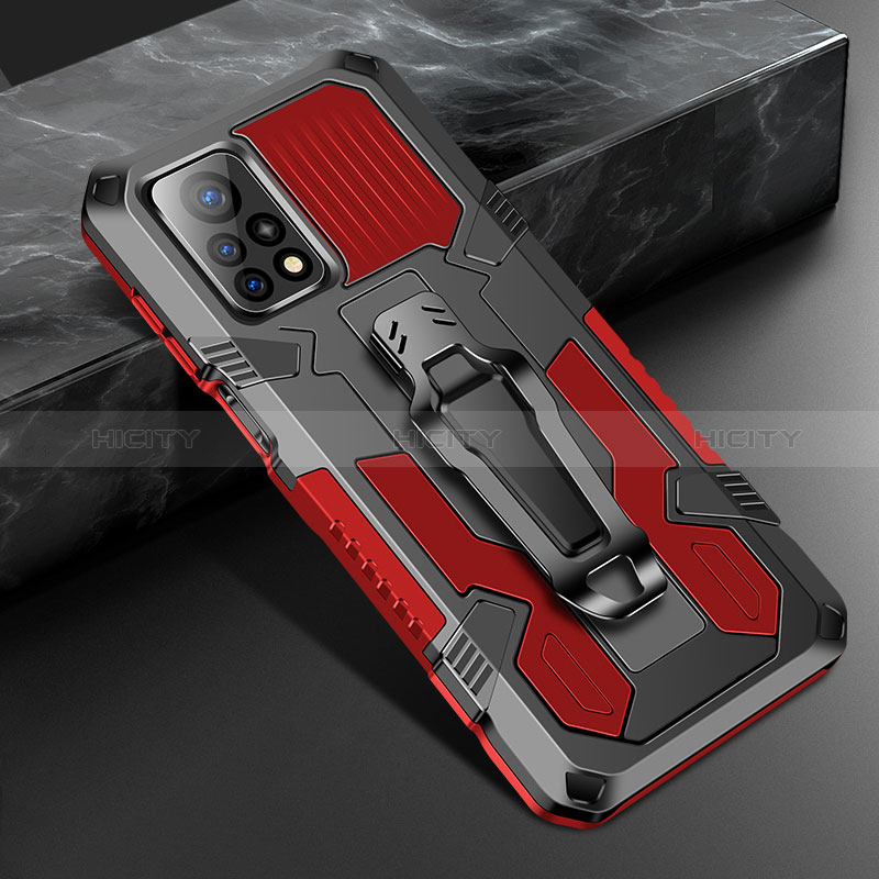 Funda Bumper Silicona y Plastico Mate Carcasa con Soporte ZJ2 para Xiaomi Redmi K30S 5G Rojo