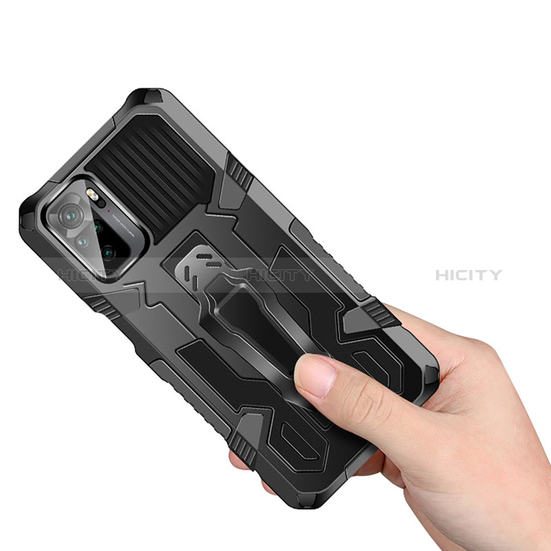 Funda Bumper Silicona y Plastico Mate Carcasa con Soporte ZJ2 para Xiaomi Redmi Note 10 4G