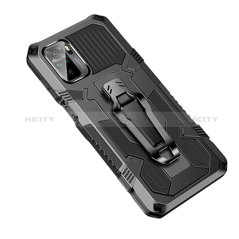 Funda Bumper Silicona y Plastico Mate Carcasa con Soporte ZJ2 para Xiaomi Redmi Note 10 4G Negro