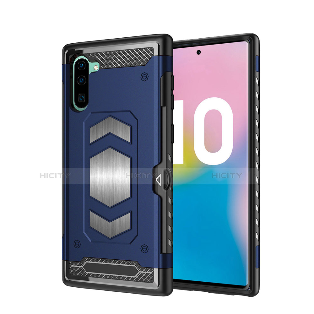Funda Bumper Silicona y Plastico Mate Carcasa Magnetico para Samsung Galaxy Note 10 5G Azul