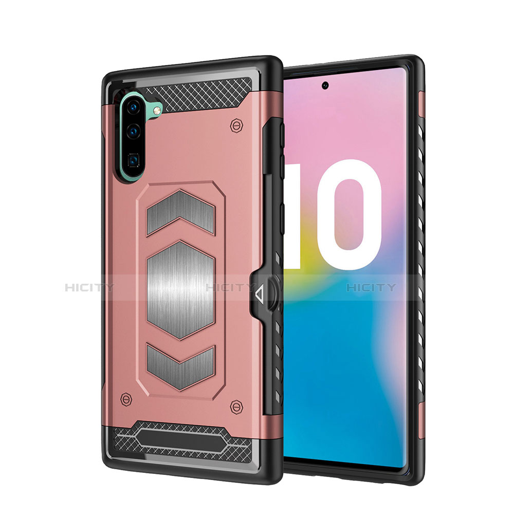 Funda Bumper Silicona y Plastico Mate Carcasa Magnetico para Samsung Galaxy Note 10 5G Oro Rosa