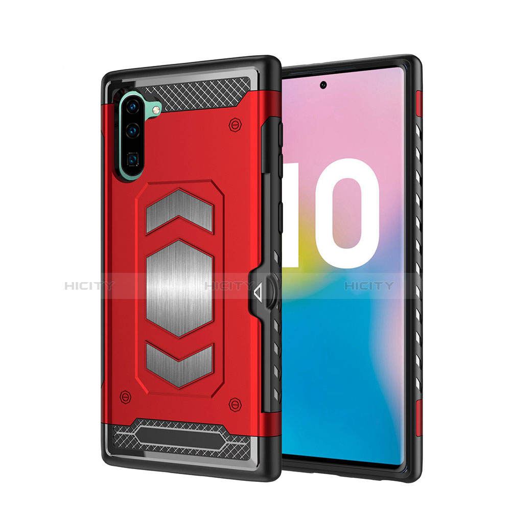 Funda Bumper Silicona y Plastico Mate Carcasa Magnetico para Samsung Galaxy Note 10 5G Rojo