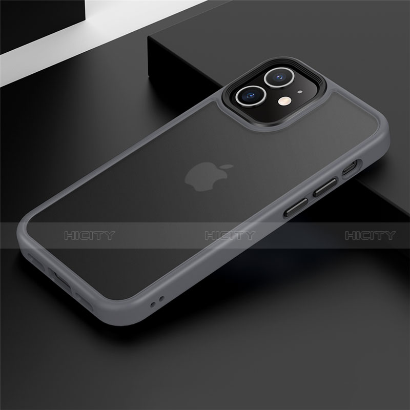 Funda Bumper Silicona y Plastico Mate Carcasa N01 para Apple iPhone 12 Mini Gris