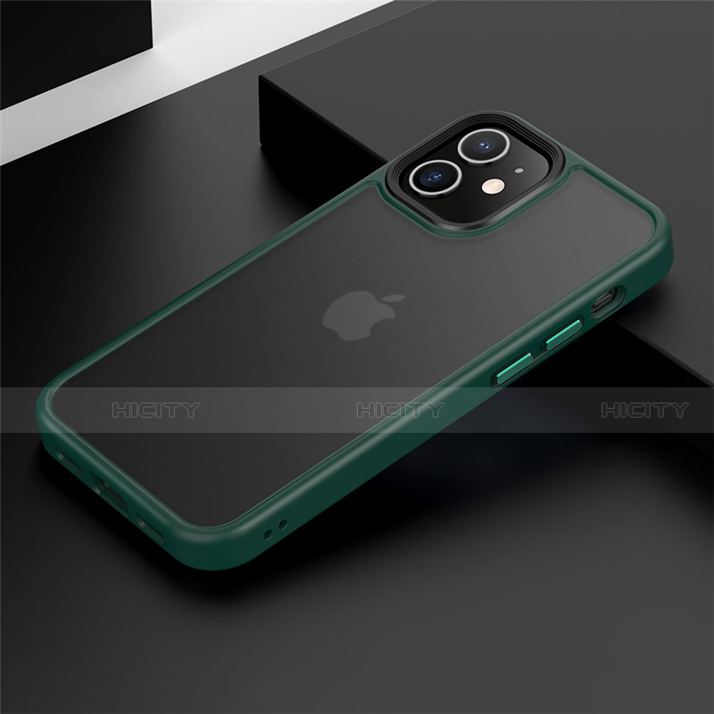 Funda Bumper Silicona y Plastico Mate Carcasa N01 para Apple iPhone 12 Verde