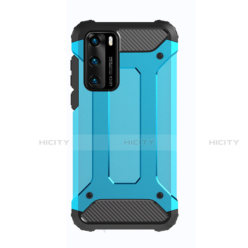 Funda Bumper Silicona y Plastico Mate Carcasa N01 para Huawei P40 Azul Cielo