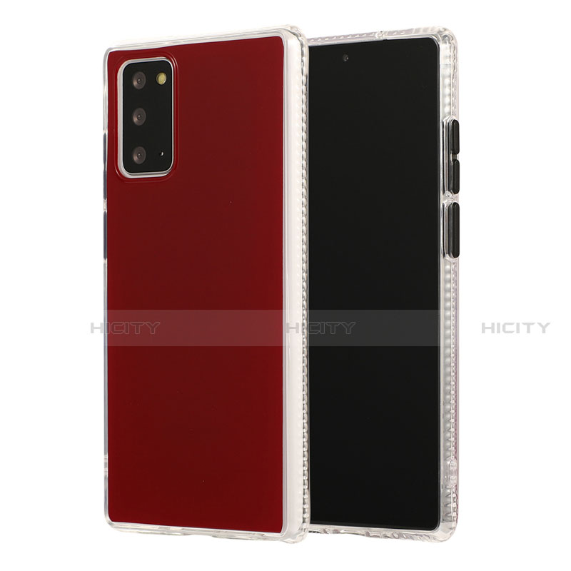 Funda Bumper Silicona y Plastico Mate Carcasa N02 para Samsung Galaxy Note 20 5G Rojo Rosa