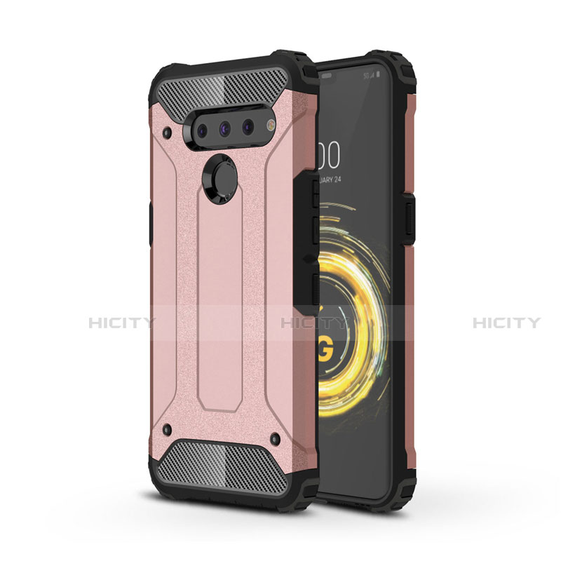 Funda Bumper Silicona y Plastico Mate Carcasa para LG V50 ThinQ 5G Oro Rosa