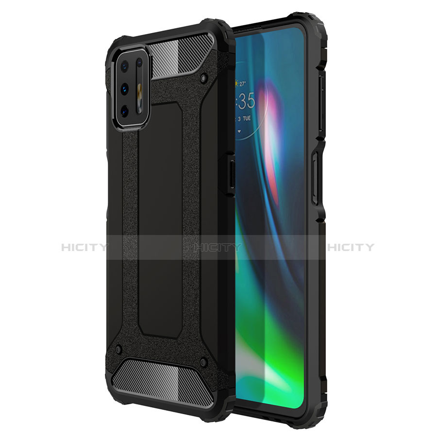 Funda Bumper Silicona y Plastico Mate Carcasa para Motorola Moto G9 Plus Negro