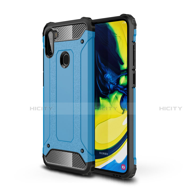 Funda Bumper Silicona y Plastico Mate Carcasa para Samsung Galaxy A11 Azul Cielo