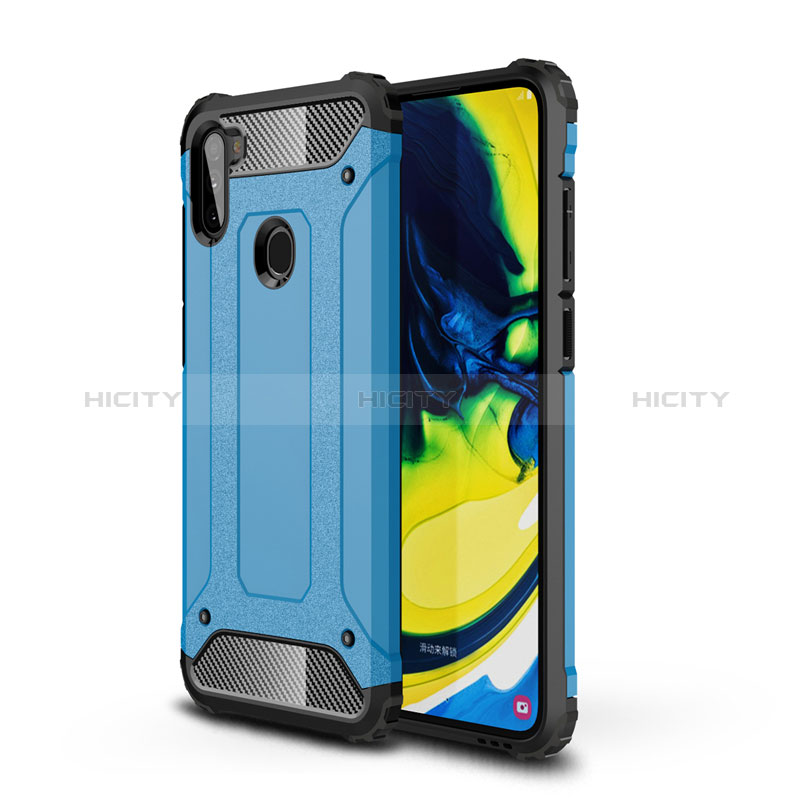 Funda Bumper Silicona y Plastico Mate Carcasa para Samsung Galaxy M11 Azul Cielo