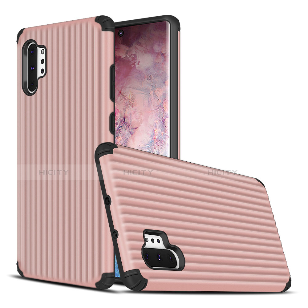 Funda Bumper Silicona y Plastico Mate Carcasa para Samsung Galaxy Note 10 Plus Oro Rosa