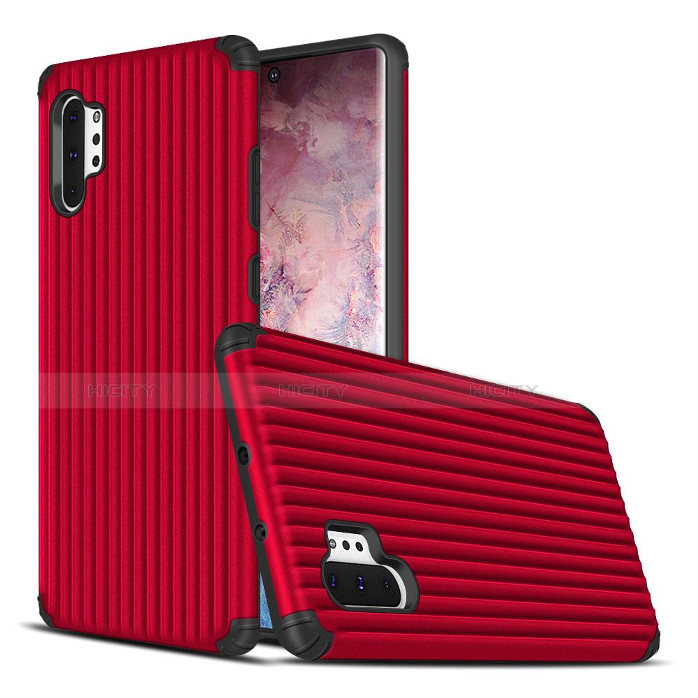 Funda Bumper Silicona y Plastico Mate Carcasa para Samsung Galaxy Note 10 Plus Rojo