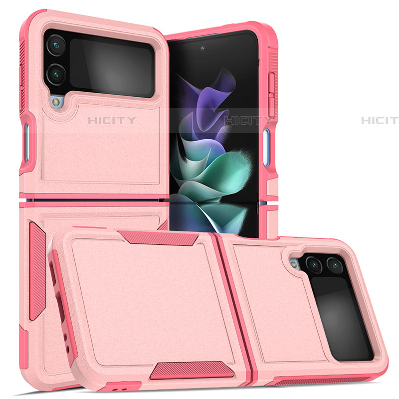 Funda Bumper Silicona y Plastico Mate Carcasa para Samsung Galaxy Z Flip4 5G Oro Rosa