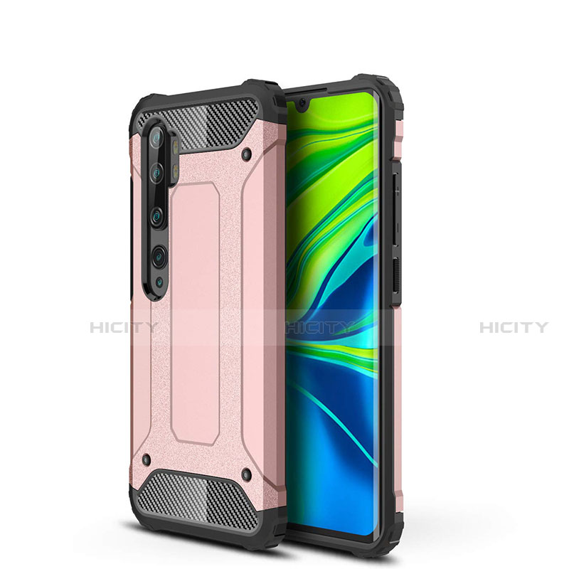 Funda Bumper Silicona y Plastico Mate Carcasa para Xiaomi Mi Note 10 Pro Oro Rosa
