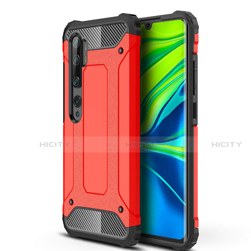 Funda Bumper Silicona y Plastico Mate Carcasa para Xiaomi Mi Note 10 Rojo