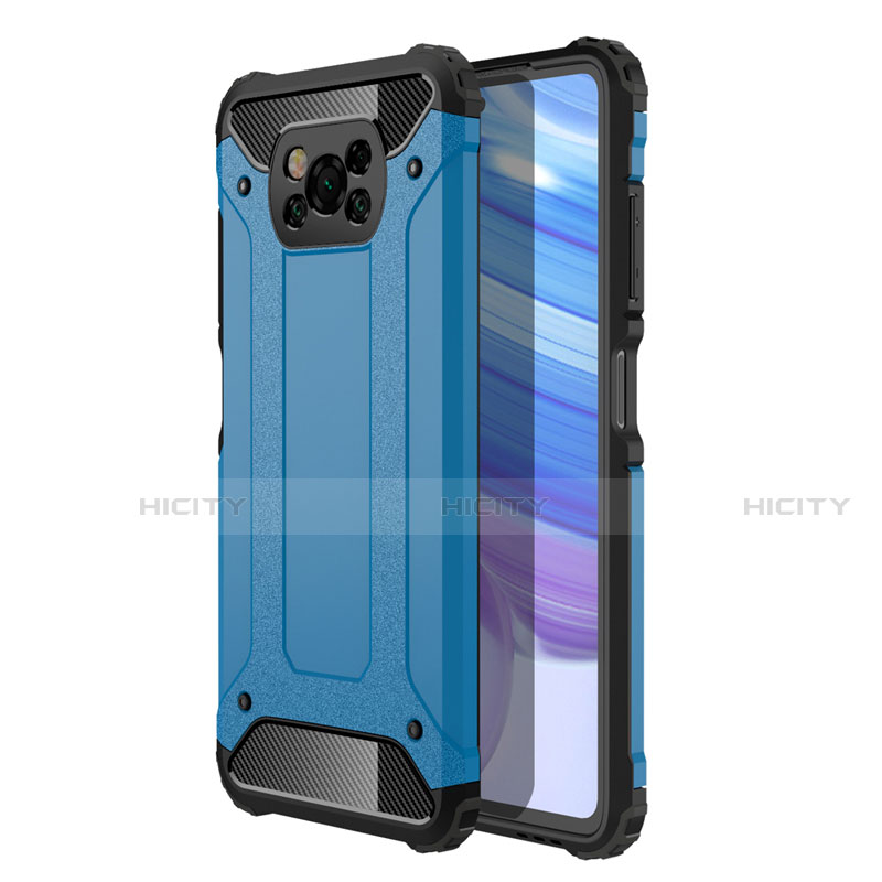 Funda Bumper Silicona y Plastico Mate Carcasa para Xiaomi Poco X3 NFC Azul Cielo