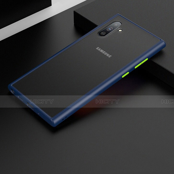 Funda Bumper Silicona y Plastico Mate Carcasa R01 para Samsung Galaxy Note 10 Azul