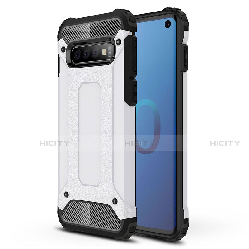 Funda Bumper Silicona y Plastico Mate Carcasa R01 para Samsung Galaxy S10 5G Plata