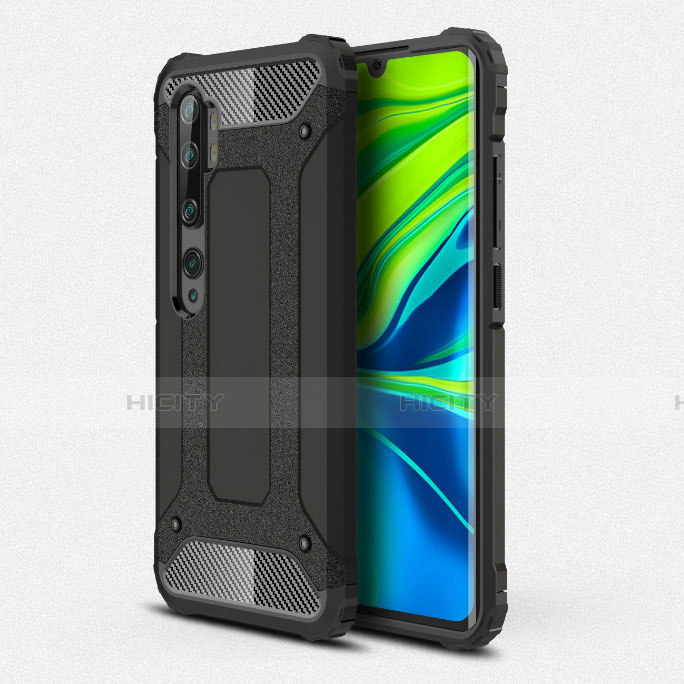 Funda Bumper Silicona y Plastico Mate Carcasa R01 para Xiaomi Mi Note 10 Pro Negro