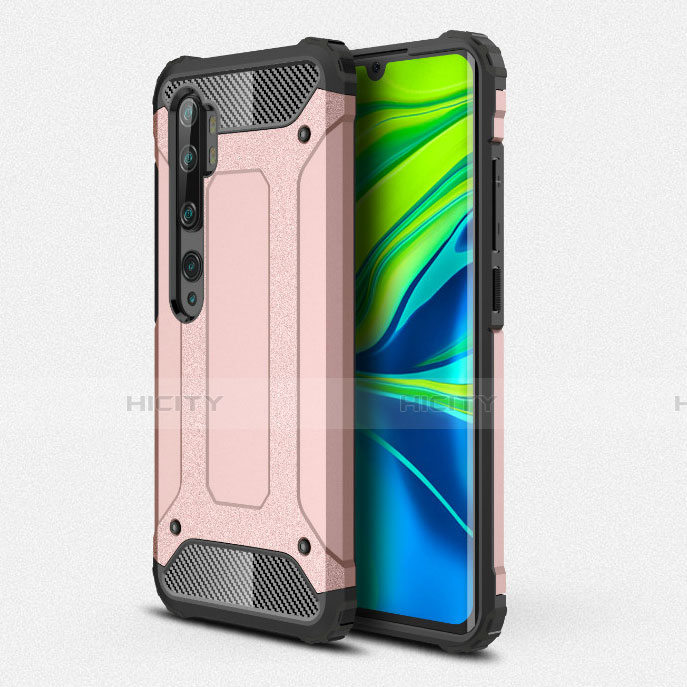 Funda Bumper Silicona y Plastico Mate Carcasa R01 para Xiaomi Mi Note 10 Pro Oro Rosa