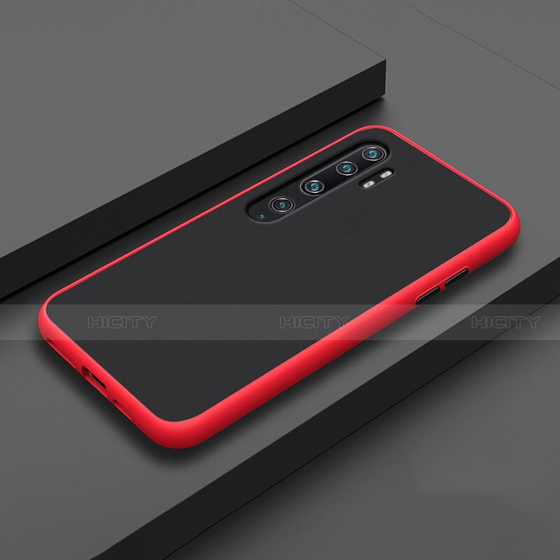 Funda Bumper Silicona y Plastico Mate Carcasa R02 para Xiaomi Mi Note 10 Rojo