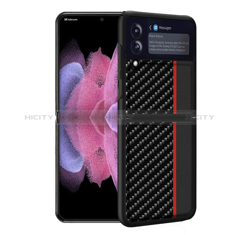 Funda Bumper Silicona y Plastico Mate Carcasa U01 para Samsung Galaxy Z Flip3 5G Rojo